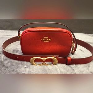 COACH Purse & Belt Red Size M